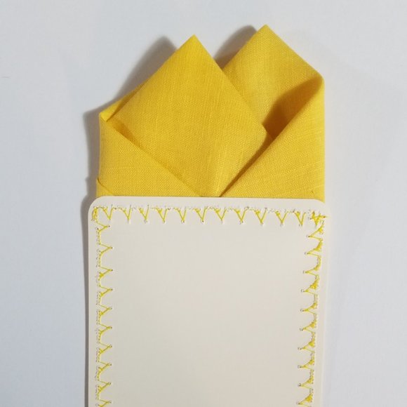 NEW - Yellow Linen Pre-Folded Pocket Square Handkerchief Insert - Picture 6 of 8